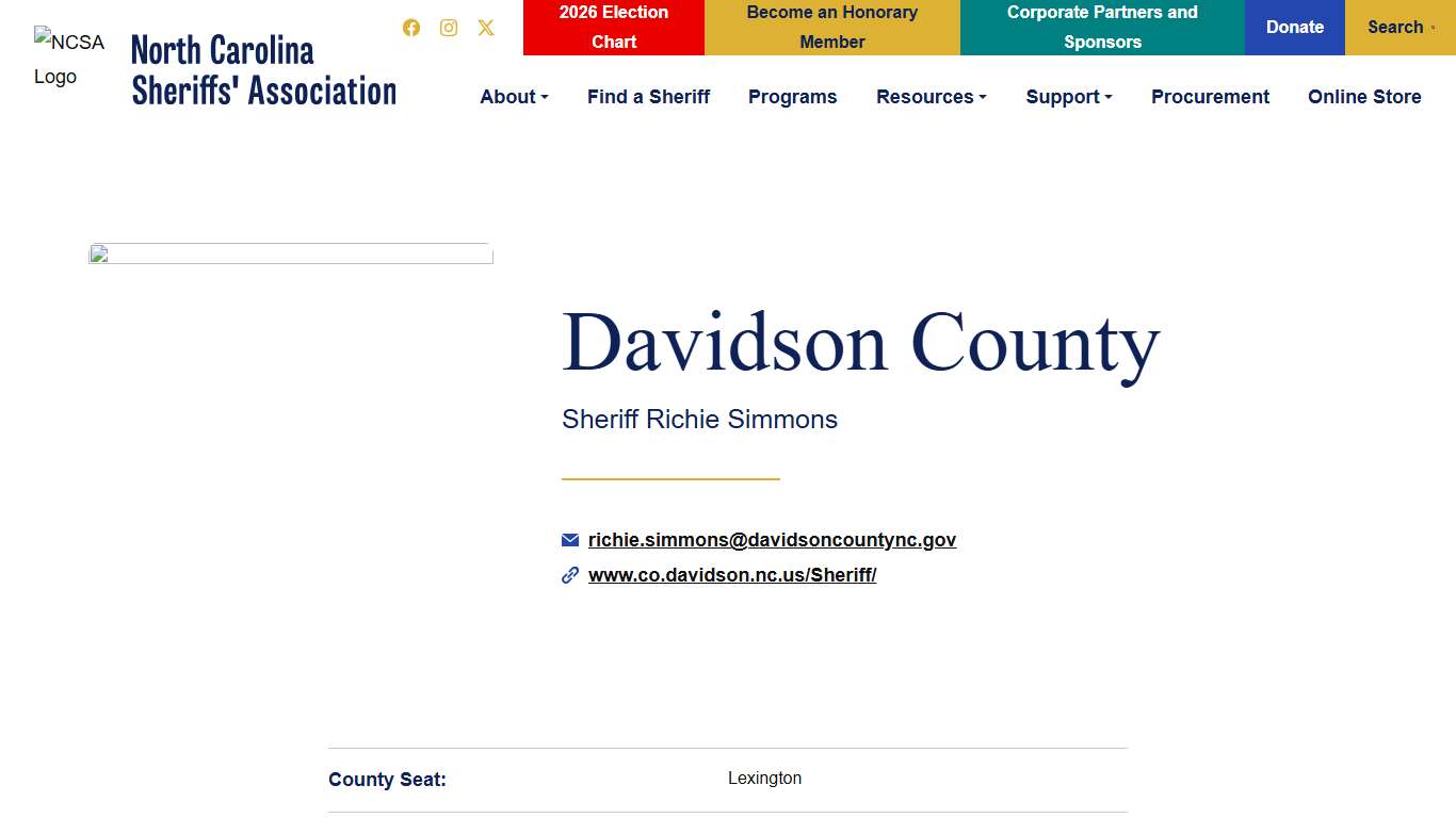 Sheriff Richie Simmons North Carolina Sheriffs' Association